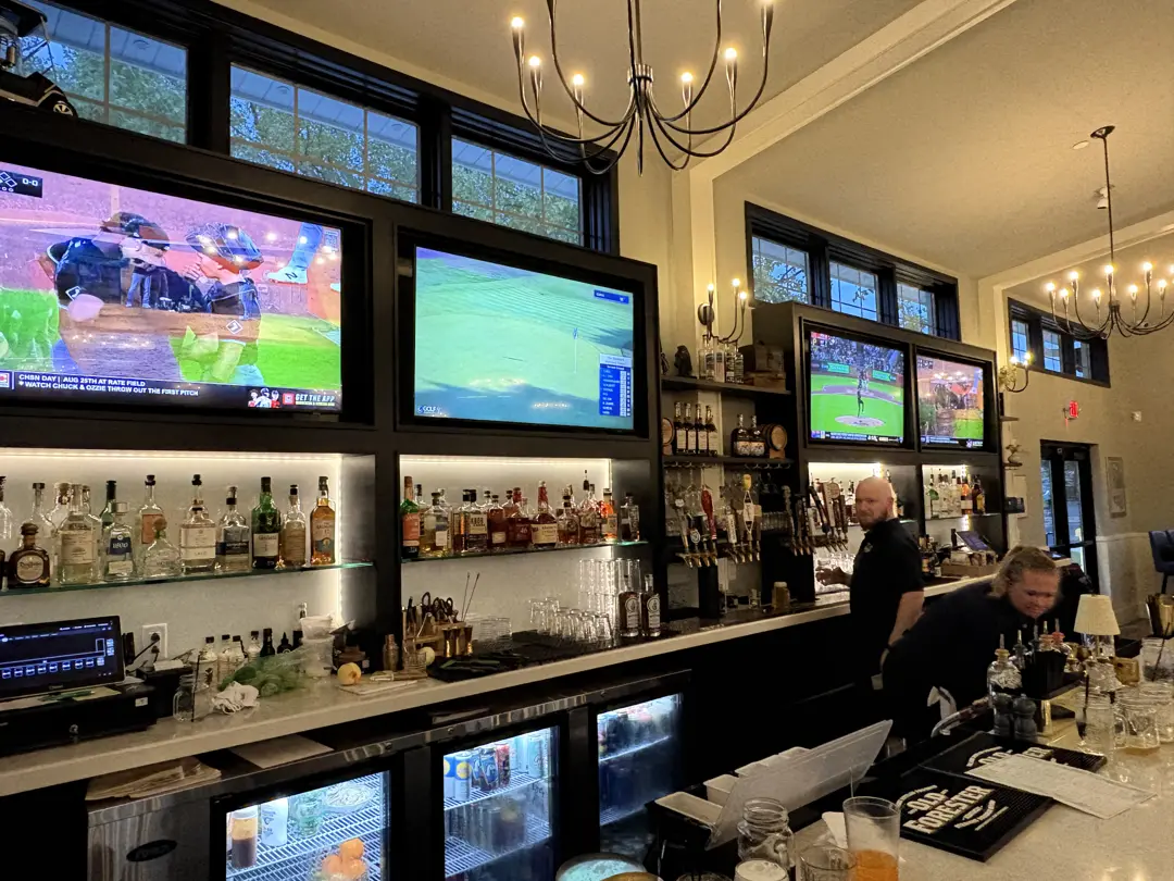 Image of TV screens in resturant